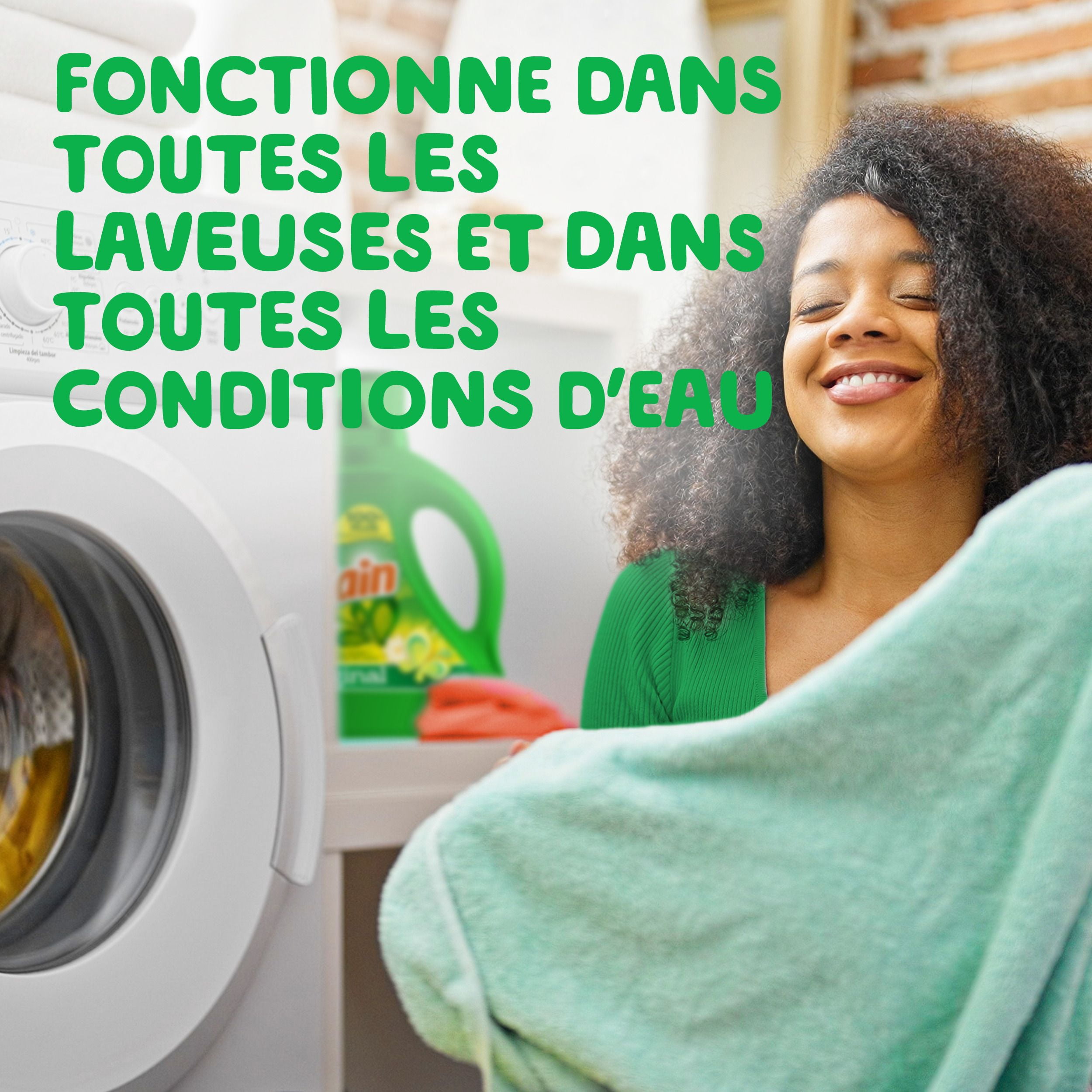Détergent à lessive liquide Gain, parfum Original, 1,24 L, 32 brassées, fraîcheur + élimination des odeurs, savon nettoyant liquide haute efficacité pour laveuse