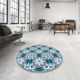 thumbnail image 4 of Ahgly Company Tapis d'Intérieur Rectangulaire Transitionnel Bleu Lagon Bleu Lavable à la Machine, 3 Pieds x 5 Pieds, 4 of 7