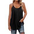 thumbnail image 1 of Mrat Débardeurs Dos Nageur pour Femmes Été Mode Décontractée Sans Manches Col Rond Unis Débardeurs Blouse Gilets Camisole Hauts pour Femmes P-199 Noir P, 1 of 6