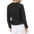 thumbnail image 3 of INSPIRE CHIC Women's Round Neck Button Down Ruffled Hem Cropped Washed Denim Jacket Black S, 3 of 7