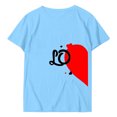 thumbnail image 2 of Chandails Mignons pour Couples Assortis Imprimé Cœur de la Saint-Valentin Mode Manches Courtes Décontracté Col Rond T-Shirt Ample Confortable Confortable Doux Mari Femme Tee Chandail Tenues Bleu Pâle S, 2 of 6