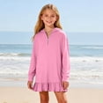 thumbnail image 1 of NTACZA Robe Fille à Manches Longues à Capuche Mignonne Robe Chandail Quart de Fermeture Éclair Ourlet à Volants Coupe Droite Mini Robe pour Ado 7 Ans, 1 of 9