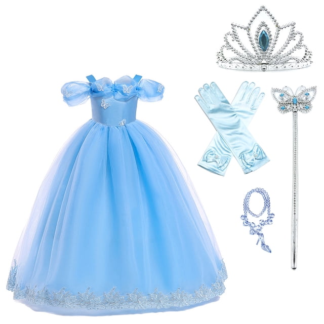Cendrillon Robe de Princesse Papillon pour Filles Costume de Luxe Noël Halloween Mascarade