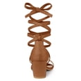 thumbnail image 3 of BLISSFUL STEP Women's Open Toe Color Block Lace Up Heel Sandals, 3 of 6