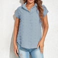 thumbnail image 4 of Hauts pour Femmes Décontractés Été Manches Courtes Légers Couleur Unie Tendance T-Shirts Courts Dames Col Rond Blouses (Petit, Bleu Pâle), 4 of 7