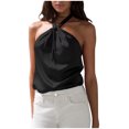 thumbnail image 1 of Timegard Womens Tank Tops Satin Keyhole Neck Tie Backless Sleeveless Solid Color Layer Dressy Casual Tops, 1 of 6