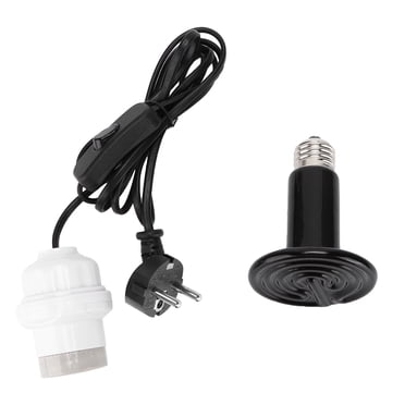 Reptile Heat Lamp, Easy Installation Heat Lamp Bulbs E27 Heating Lamp Holder Infrared Ceramic Heat Generation  For Reptiles For Amphibians EU Plug 220-240V