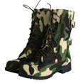 thumbnail image 2 of Dakaela Women's Combat Boots Lace up Chunky Heel Platform Ankle Booties Green Motorcycle Riding Shoes, 2 of 4