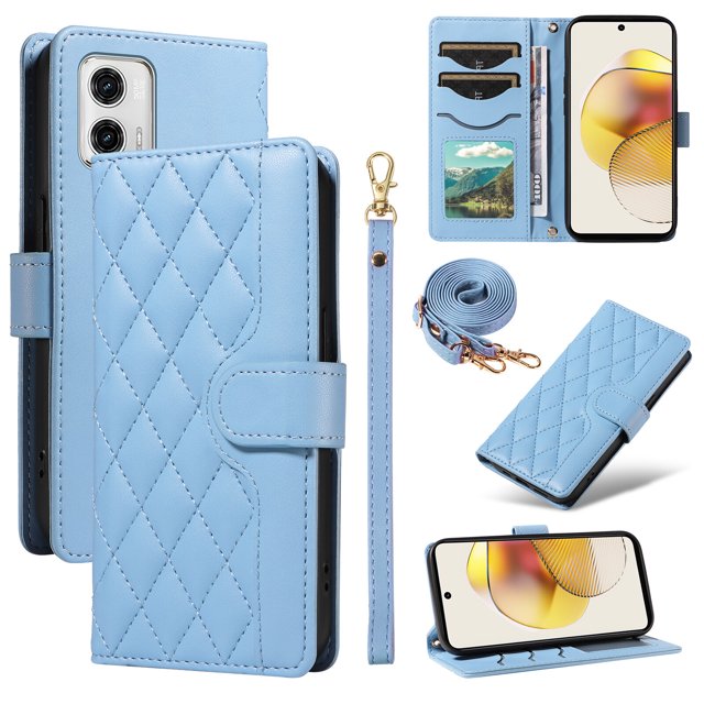 Motorola MOTO G73 Phone Case , Wallet Flip Cover Adjustable Crossbody Lanyard Magnetic Card Slots