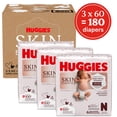thumbnail image 2 of Huggies Skin Essentials Newborn Diapers, Size Newborn (6-9 lbs), 180 Count, 2 of 10