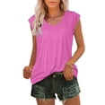 thumbnail image 2 of Timegard Débardeurs pour Femmes Col Rond Manches Courtes Confortables Été Décontracté Amples Chemises Hauts Blouse T-Shirt Basique, 2 of 6