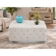 thumbnail image 1 of K-Living Tufted Ottoman in Beige with Chrome-Toned Stainless Steel Base for Living Room, 1 of 6