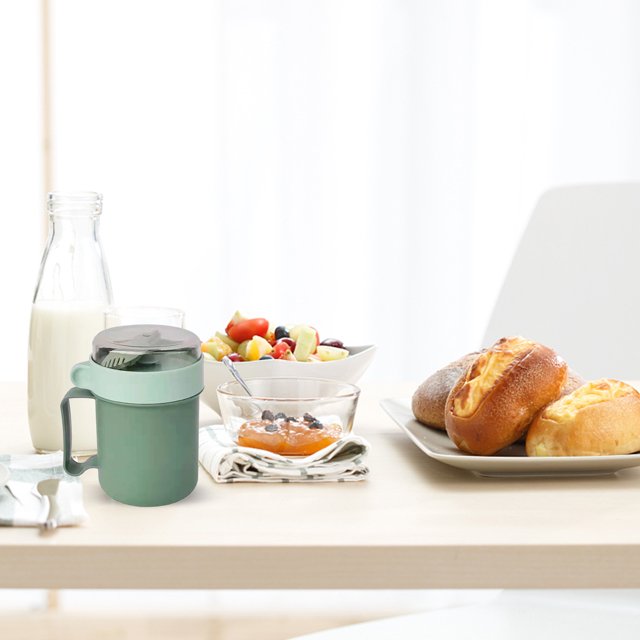 Cqxid Tableware Under $5 500m Plastic Portable Soup Cup With Lid Lunch Box Food Container Breakfast Cup Food Jar Milk Soup Cup With Spoon Leakproof Bento Box