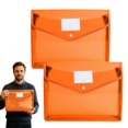 thumbnail image 1 of 2PCS Documents Holder Envelope Folder, File Storage Bag with Button Transparent Plastic, Certificate File Holder Document Folder, Orange, 1 of 5