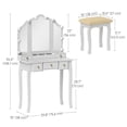 thumbnail image 3 of HOMCOM Ensemble de Coiffeuse avec Miroir et Tabouret, Coiffeuse avec Rangement, Blanc, 3 of 10