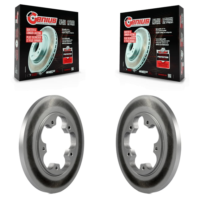 Genius Rear Coated Disc Brake Rotors Pair for Car Ford Transit-250 Transit-150 Transit-350 HD with 5 Lug Wheels KG-100459
