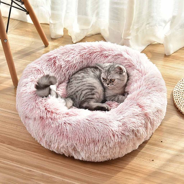 LSLJS Dog Round Winter Warm Sleeping Bag Long Plush Soft Pet Bed Calming Bed