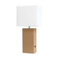 thumbnail image 1 of Elegant Designs Modern Leather Table Lamp with USB and White Fabric Shade, 1 of 7