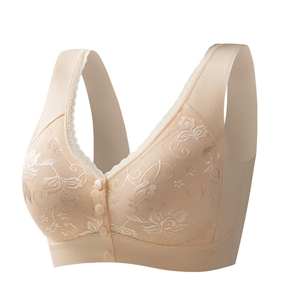 TopLLC Bras for Women Everyday Bras Woman Oversized Wireless Bra Glossy Push Up Front Button Underwear Bra
