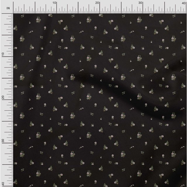 Soimoi Poly Georgette Fabric Floral & Leaves Panel Printed Craft Fabric by The Yard 52 Inch Wide