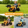 thumbnail image 2 of 24V Kids Ride on Excavator Digger Toy Cars, JCB Powered Ride on Backhoe Construction Toy with Bluetooth, Electric Tractor Car with Remote Control, Adjustable Front and Back Loader for 3-6 Boys Girls, 2 of 9