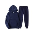 thumbnail image 1 of Innerwin Hoodies And Sweatpant Set Solid Color Mens Tracksuit Winter Hooded Warm 2 Piece Hoodie Navy Blue XS, 1 of 2