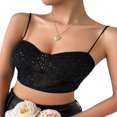 thumbnail image 4 of Mini Débardeur d'Été pour Femmes Sans Manches Dos Nu Coupe Basse en Maille à Sequins Crop Tops, 4 of 7