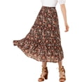 thumbnail image 1 of Unique Bargains Women's Floral Print Elastic Waist Ruffle Maxi Tiered Skirt, 1 of 6