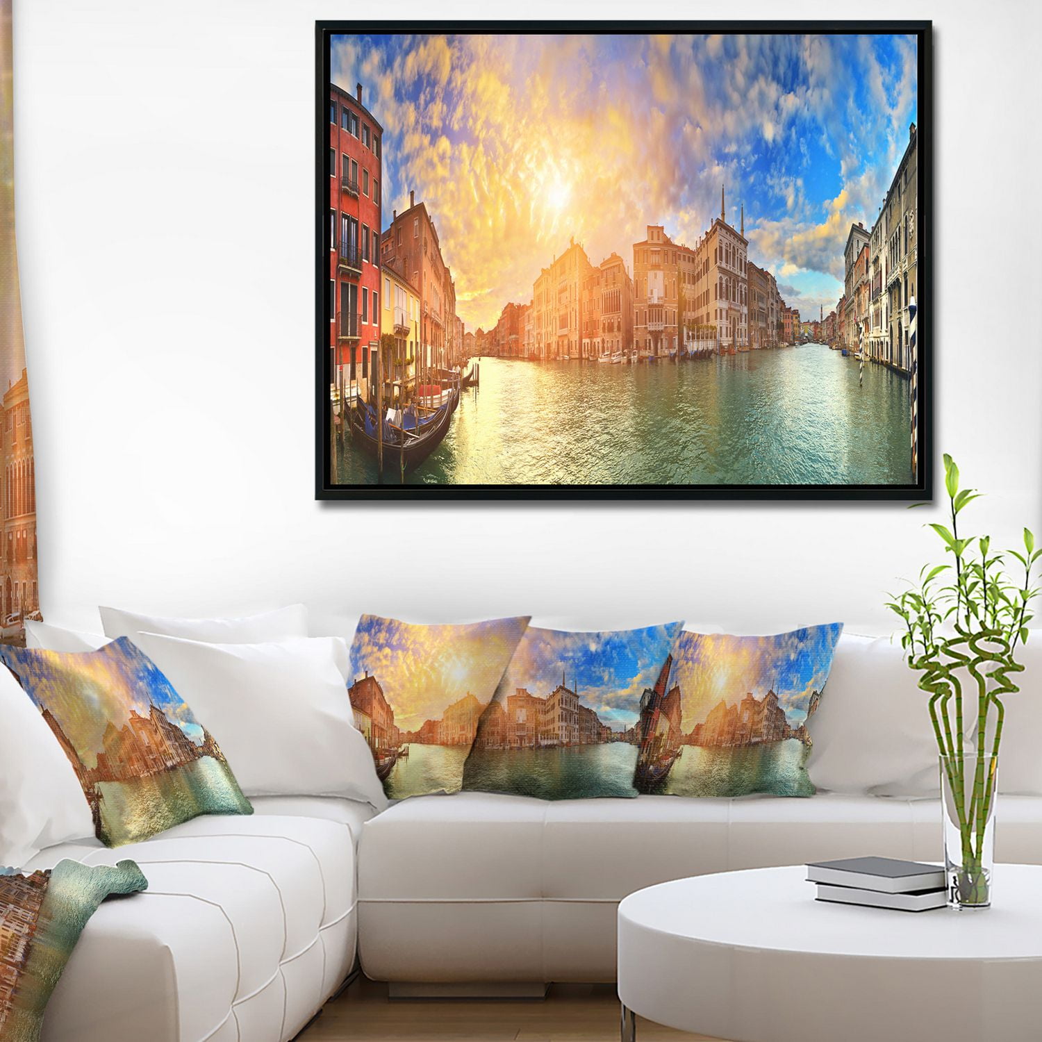Design Art Grand Canal Venise Panorama Sur Toile Encadrée