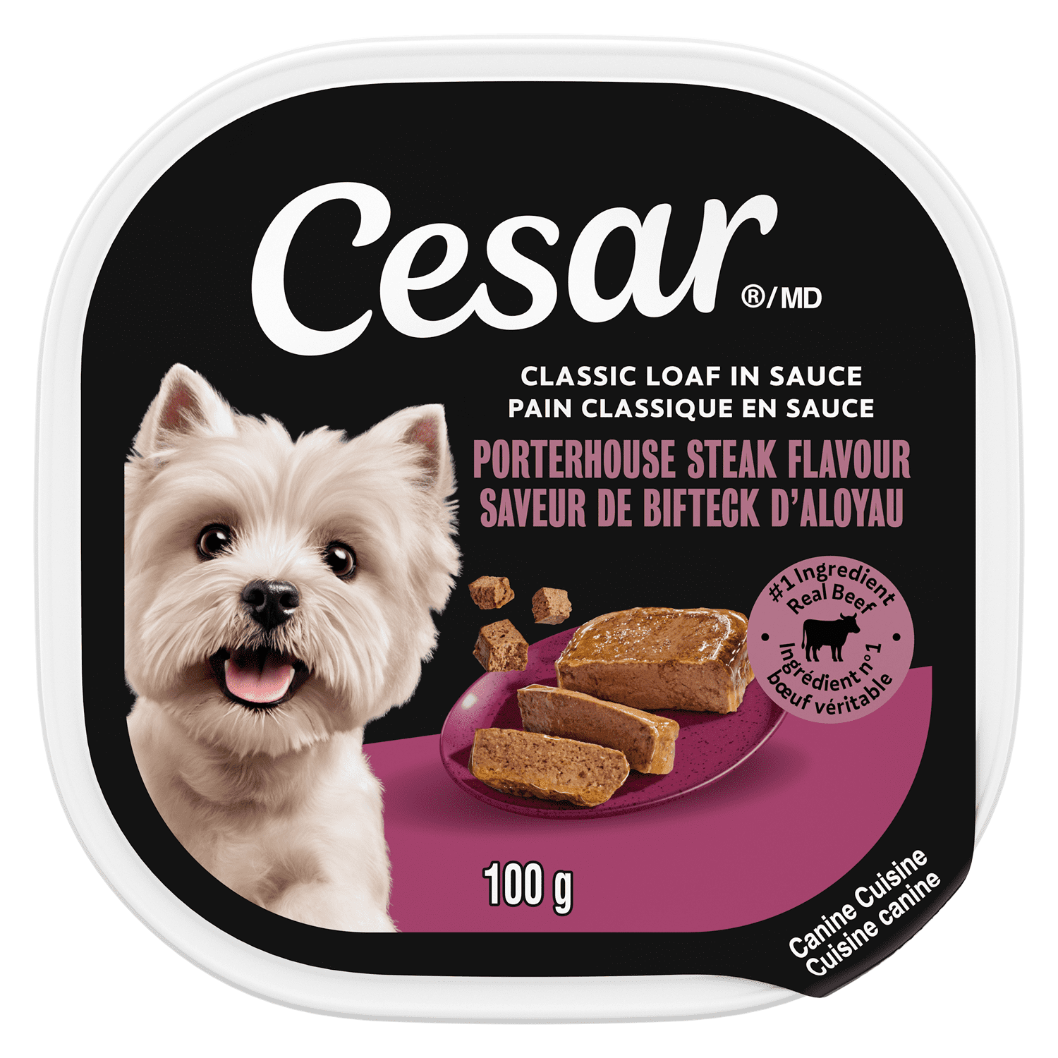 Cesar Classic Loaf in Sauce Porterhouse Steak Flavour Soft Wet Dog Food