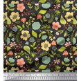 thumbnail image 1 of Soimoi Gray Moss Georgette Fabric Leaf Floral Print Fabric by Yard 42 Inch Wide, 1 of 3