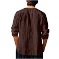 thumbnail image 4 of zbxnLI Mens Linen Shirts Drawstring V Neck Long Sleeve Shirt Lightweight Spring Fall Long Sleeve T-Shirts, 4 of 8