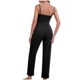 thumbnail image 2 of XZNGL Womens Home Wear Casual Solid Color Knitted Suspender Top, Pants, Robe, Pajamas, Three Piece Set, 2 of 7