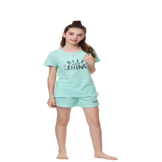 Ensemble de Pyjama 2 Pcs pour Filles, Rayures et Paillettes, Taille 6-16