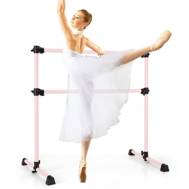 Gymax Barre de Ballet Portative Double Autoportante de 4 Pi pour Danser et Étirer, Rose