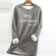 thumbnail image 1 of Sweat-Shirt d'Hiver en Peluche Chaud Doublé en Sherpa pour Femmes Col Rond Pull Tunique - Je Suis Encore Froid - Sweat-Shirts Mignons pour Adolescentes Grande Taille, 1 of 3