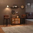 thumbnail image 3 of OUYAWEI 3-Tier Wine Bar Cabinet with LED Lights,Coffee Bar Cabinet with Adjustable Shelves,Mesh Door & Baffle,Small Liquor Cabinets with Wine Rack and Glass Holder for Home Kitchen,Rustic Brown, 3 of 8
