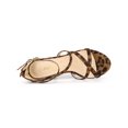 thumbnail image 4 of BLISSFUL STEP Women's Solid Color Stiletto Heel Zipper Ankle Strap Platform Sandals Leopard 7, 4 of 6