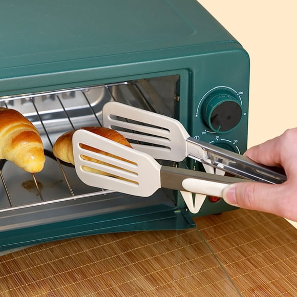 White Kitchen Tongs With Slotted Tips High Temperature Tolerance Secure Grip For Easy Cooking And Compact Storage
