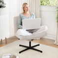 thumbnail image 4 of Costway Armless Office Desk Chair Modern Swivel Vanity Chair with Adjustable Height Grey, 4 of 10