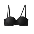 thumbnail image 1 of Training Bra Women Full-Coverage Bra Feature V-Neck Demi & Balconette Bra Style W-274 Hook and Eye Closure BralettesPush Up Black 80D, 1 of 3