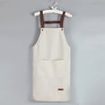 thumbnail image 4 of Waterproof Oil Proof Kitchen Apron, Xinsrenus Dirt Resistant Washable PVC Apron for Cooking Baking, Adjustable H-Shape Neck Apron with Phone Pocket for Kitchen Restaurant, White, 4 of 6