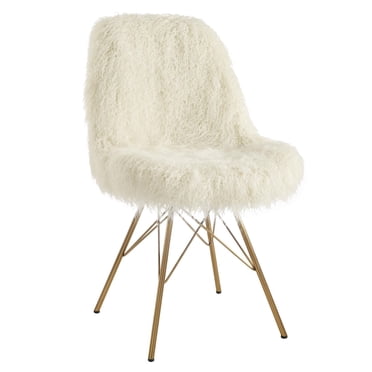 Chaise en Fausse Fourrure Niles avec Base en Métal Doré
