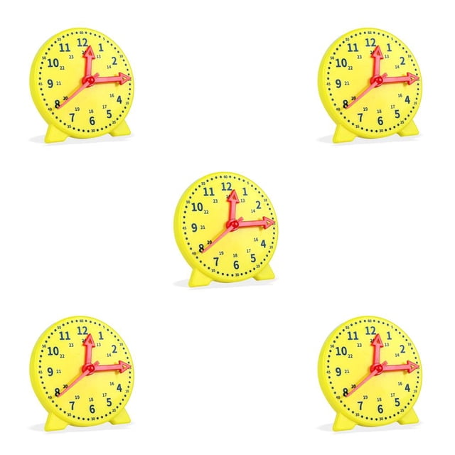 bedienty Educational Clock Learning Time Preschool Kindergarten Home Teaching Aid Intelligence Toys Birthday Festival Kids Yellow 5Set