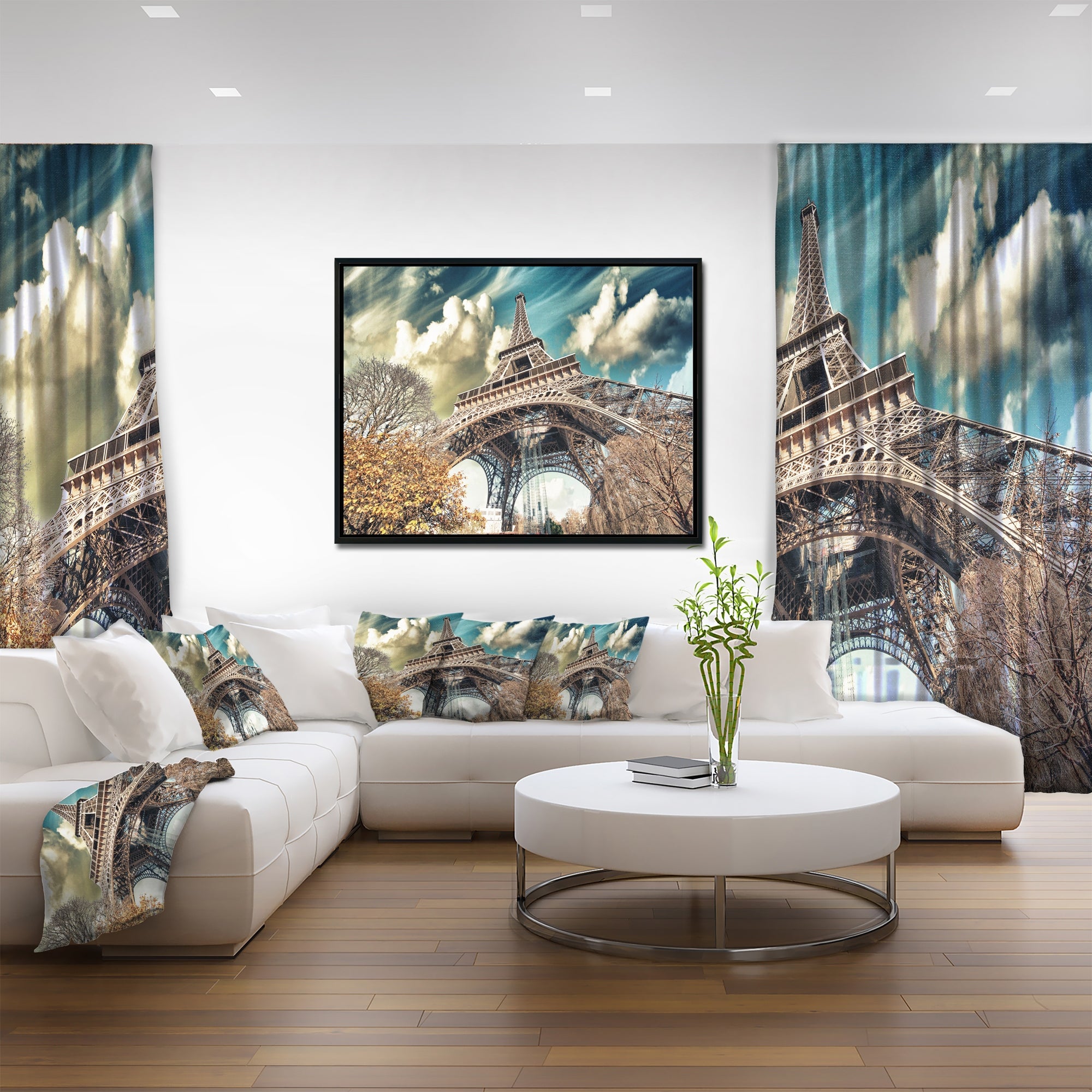 Design Art Vue De Tour Eiffel En Paris Sur Toile Encadrée
