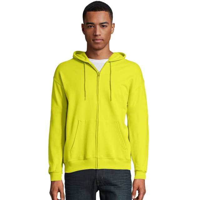 Hanes pour Hommes ComfortBlend EcoSmart Chandail à Capuchon à Fermeture Éclair Intégrale, TG, Vert Sécurité, TG