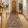 thumbnail image 1 of Brown Boho Washable 2x6 Runner Rugs for Hallway Kitchen Bedroom Beside Laundry Room Bathroom Rug, Pet & Kids Friendly, Non Slip Low Pile Stain Resistant Soft Faux Wool Long 24 x 72 Floor Carpet, 1 of 8