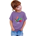 thumbnail image 3 of PMVFHDE Hauts Garçons Garçon et Fille Mode Décontractée Imprimé Col Rond Ample T-Shirt à Manches Courtes Haut Violet, 4-5 Ans, 3 of 3