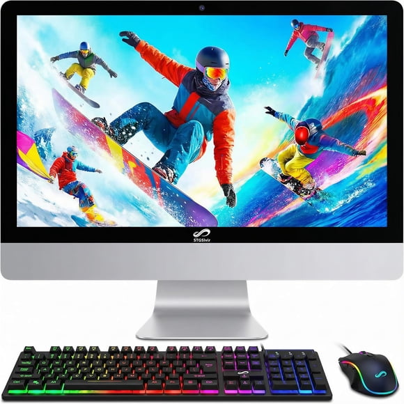 STGSivir All-in-One Desktop Computer, 22'' FHD Display, Intel Core i5 up to 3.6G, 16G RAM, 512G SSD, WiFi, BT 5.0, RGB Keyboard & Mouse, Webcam, Windows 11 Home