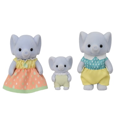 Trio de familles d'éléphants Calico Critters, ensemble de 3 figurines de poupées de collection